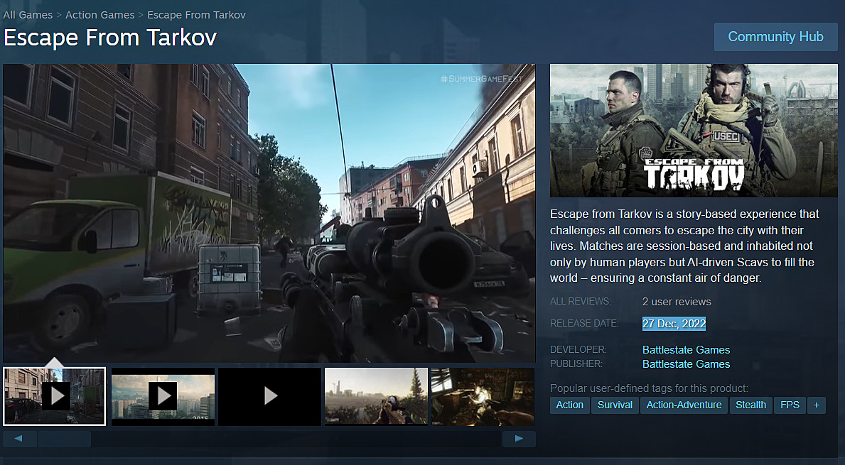 Don't buy Escape from Tarkov on Steam, it's a fake