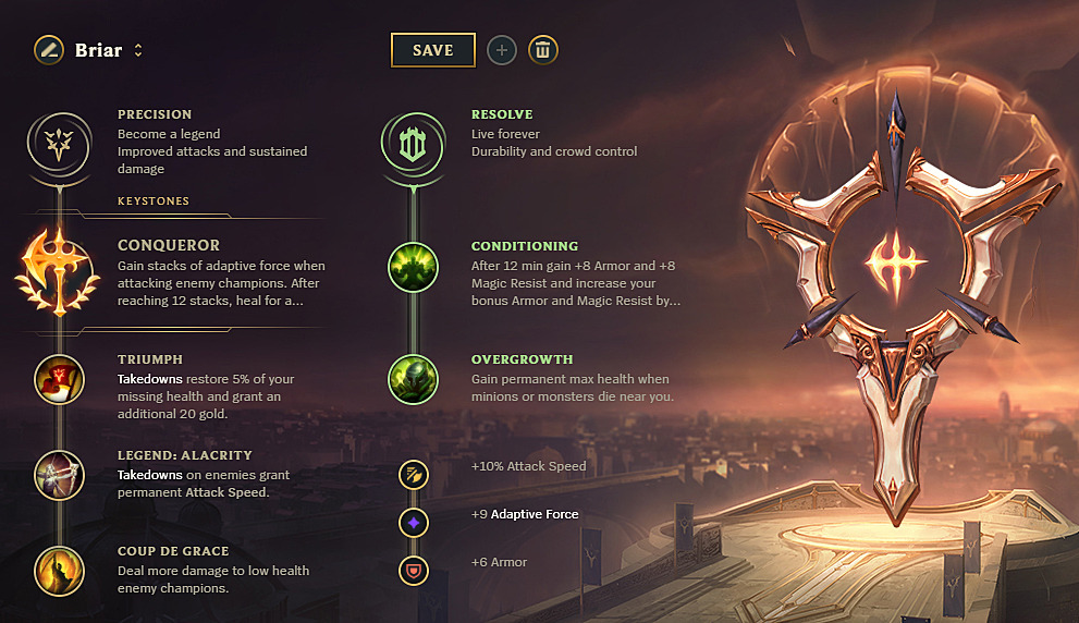 League of Legends Briar, the Restrained Hunger: guide, runes, and items. –  Stryda